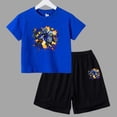 thumbnail image 4 of Conjunto de 2 piezas de camiseta y pantalones cortos informales para niños y adolescentes, de algodón, de manga corta, para verano, 4 of 5
