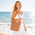 thumbnail image 7 of Btomtd Crochet Cotton Mesh Shoulder Tote Bag, Summer Handmade Woven Beach Bag, Handbag Purses for Women, Khaki, 7 of 7
