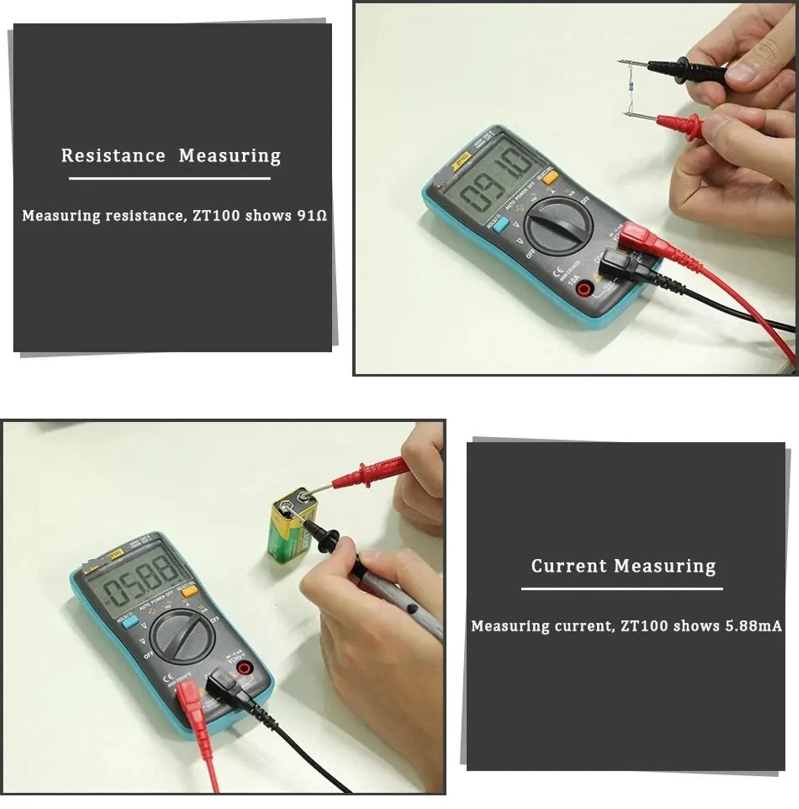 Digital Multimeter 4000 Counts DC/AC Voltage Current Capacitance Hz Diode Ohm Tester Ammeter Voltmeter Backlight ,Versatile Measurement
