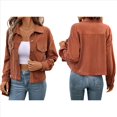 thumbnail image 3 of Chaquetas Informales de para Mujer, Chaquetas con Botones, Blusas de Larga de Moda para Otoño. Color Café S, 3 of 7