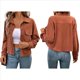 thumbnail image 3 of Chaquetas Informales de para Mujer, Chaquetas con Botones, Blusas de Larga de Moda para Otoño. Color Café M, 3 of 7