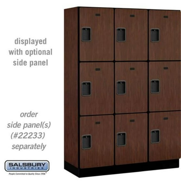 Salsbury Industries 18-23368MAH 18 in. Wide Triple Tier Designer Wood Locker, Mahogany - 3 x 6 ft. x 18 in.