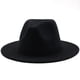 thumbnail image 1 of Xiao Hua Sombrero clásico de fieltro de lana con borde ancho, color liso, para bodas, iglesias, invierno, negro, 59-61 cm, 1 of 1
