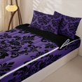 thumbnail image 3 of jejeloiu Spooky Skull Zipper Twin Comforter Sets with Fitted Sheet and 2 Pillowcases,Damask Pattern Zipper Bedding Set For Adults,Purple Black,Black Reversible,4-Piece, 3 of 7