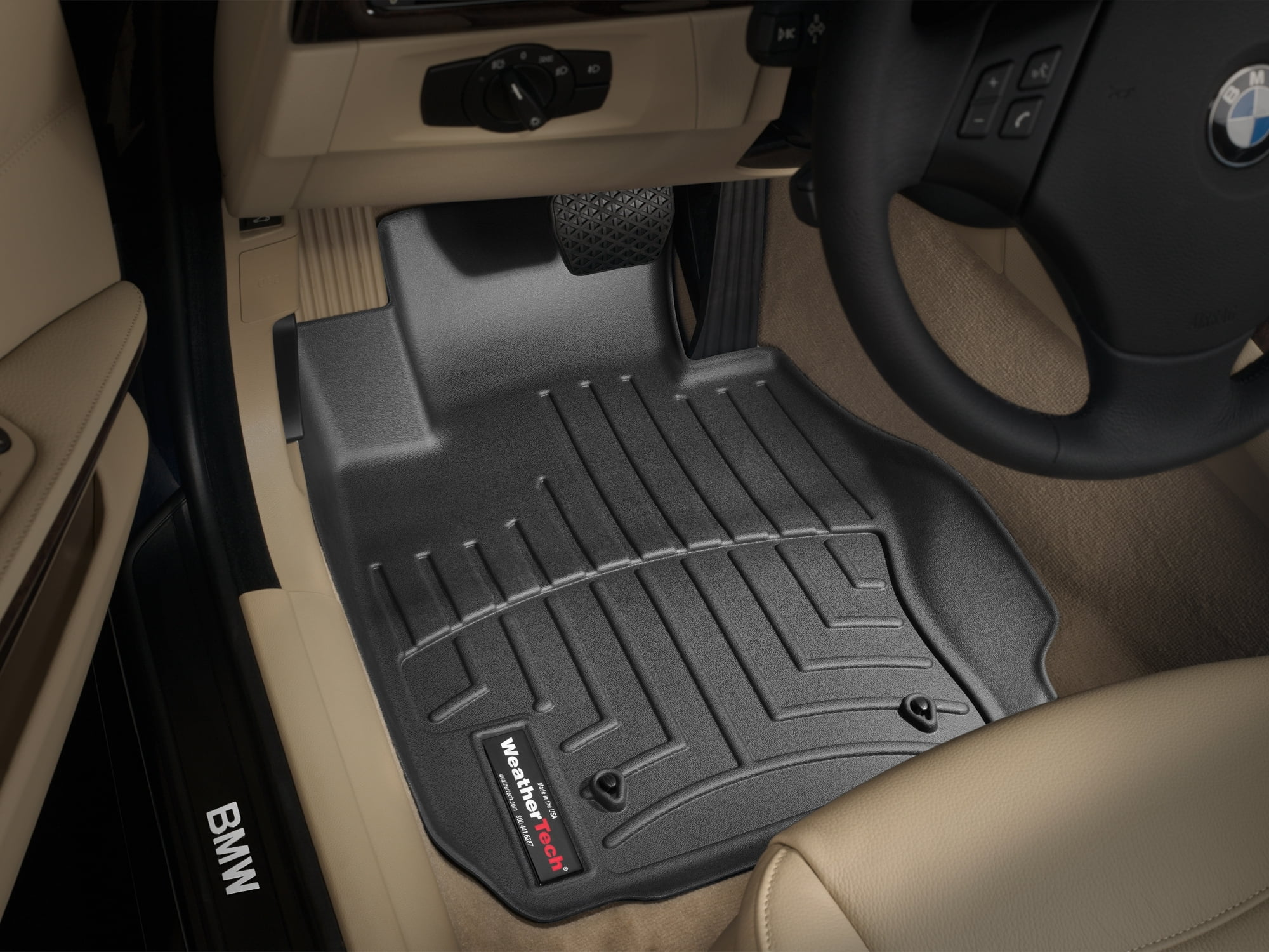 WeatherTech Custom Fit FloorLiners compatible with BMW 335i, 335is, 325i, 328i - 1st Row (Driver & Passenger), Black