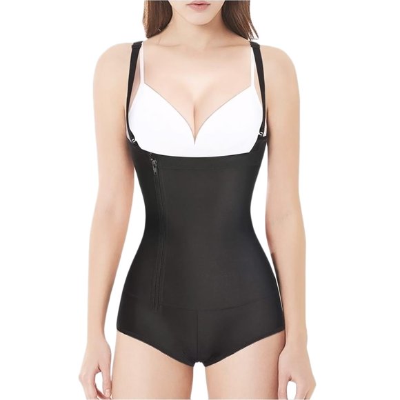 facefd Women Latex Waist Trainer Bodysuit for Zipper Slim Full Body Shapewear Open Bust Corset No.6