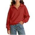 thumbnail image 3 of akafmk Girls Half Zip Sweatshirts Long Sleeve Collared Pullover Sweatshirt Ribbed Cuffs Casual Tops Fall Clothes for School Daily Wear, Size 13-14 Years, 3 of 7