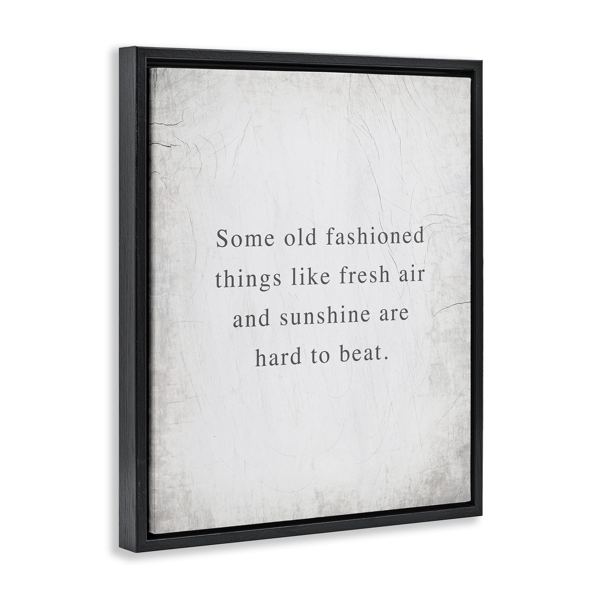 Stupell Industries Fresh Air & Sunshine Sentiment Text & Numbers Painting Black Floater Framed Canvas Art Print Wall Art, 25 x 31