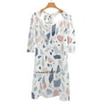 thumbnail image 4 of Robe Vintage Pastel Bleu Rose Beige Motif Géométrique Terrazzo Évasée Col Carré Robe Élégante Mode Féminine Imprimée, 4 of 5