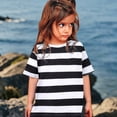 thumbnail image 2 of uikmnh Girls Black & White Striped Short Sleeve Tee, Casual Comfort Summer Top for Kids Color:Black,Size:8-9 Years, 2 of 3