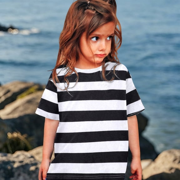 Kids Striped T Shirt – Short Sleeve Colorful Tee in Sizes 100-160, Soft Casual Summer Top for Boys and Girls, Comfortable Crew Neck Shirt for 1-13 Years