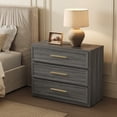 thumbnail image 6 of SICOTAS 31.3" W 3-Drawer Nightstand with Oversized Large Storage , Modern Night Stands Bedside Table with Adjustable Feet & Gold Handles for Bedroom Living Room Entryway, Dark Grey Oak, 6 of 7