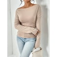 thumbnail image 4 of ZAXARRA Women T-shirt, Long Sleeve Off-shoulder Tops Solid Slim Fit Fall Ladies  Tops, 4 of 5