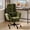 Olive Green & Fixed Arms, variant on Big and Tall Executive Office Chair with Massage and Footrest Ergonomic Computer Desk Chair Reclining High Back Plush Velvet Swivel Chair with Lumbar Back Support, Off-white