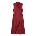 thumbnail image 4 of LNWUY Linen Dresses for Women Fashion Summer Sleeveless Button Down Maxi Sundresses Casual V Neck Pocket Dress Red XL, 4 of 6