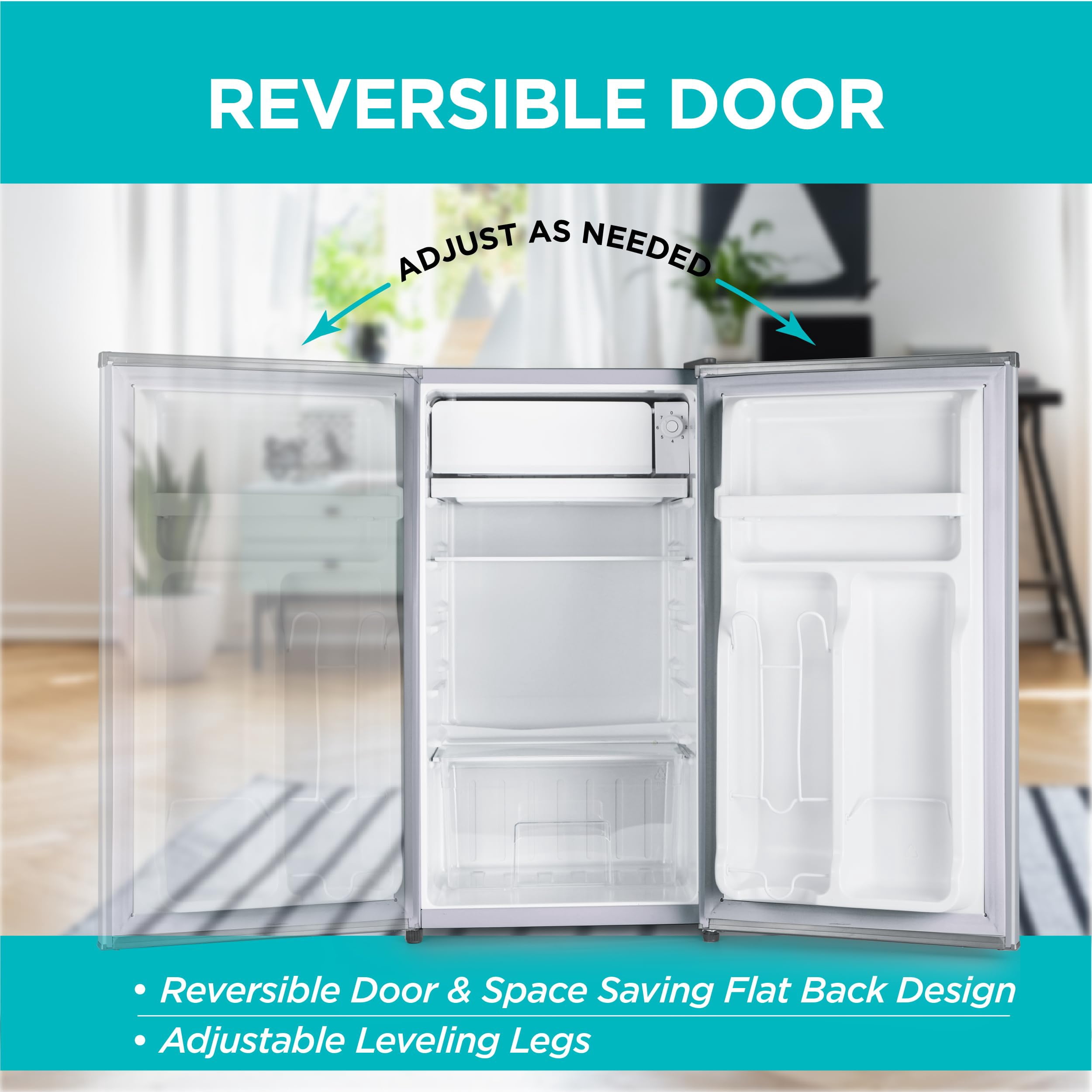 BLACK+DECKER BCRK32V Compact Refrigerator Energy Star Single Door Mini Fridge with Freezer, 3.2 cu. ft., Silver