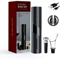 QiShi Electric Opener, Rechargeable Automatic Corkscrew Cordless Bottle Opener Set with Foil Cutter, Vacuum Stopper and Aerator Pourer, Ideal Gift Sets