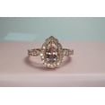 thumbnail image 5 of Bluebelljewels Pear Cut Peach Morganite 14K Rose Gold Finish Silver Engagement Wedding Halo Ring, 5 of 8