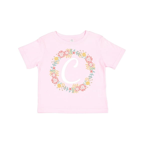 Inktastic C Monogram Alphabet Letter Rose Floral Wreath Girls Toddler T-Shirt
