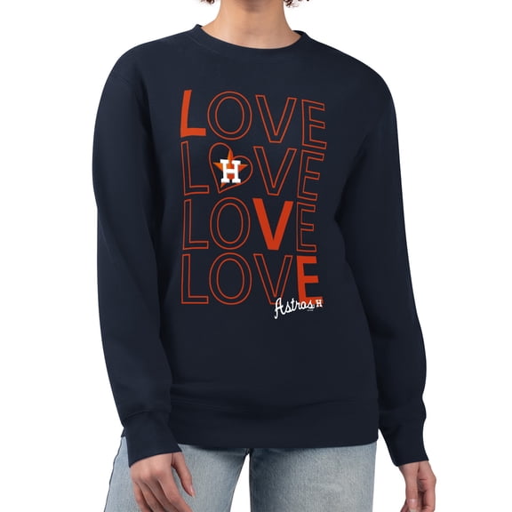 Women's G-III 4Her by Carl Banks Navy Houston Astros Love Team Logo Fleece Pullover Sweatshirt
