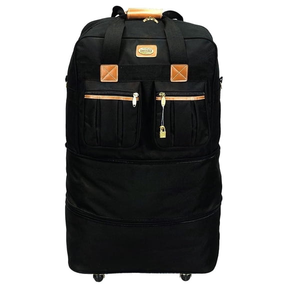 40" XXL Black Heavy Duty Polyester Rolling Wheeled Duffle Bag Suitcase Luggage