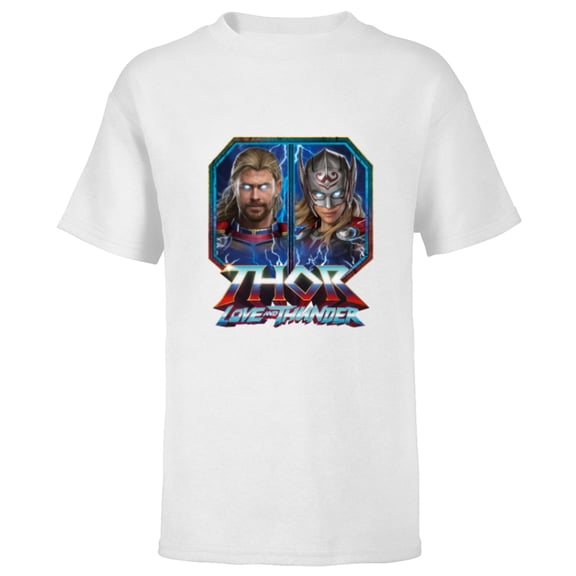 Marvel Thor: Love and Thunder Thor and Mighty Thor - Short Sleeve T-Shirt for Kids - Customized-White