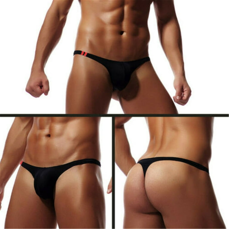TFFR Men's Underwear,Low Rise Stretch Thong Mens Underwear Briefs Sexy T-Back  G-String 1PC 
