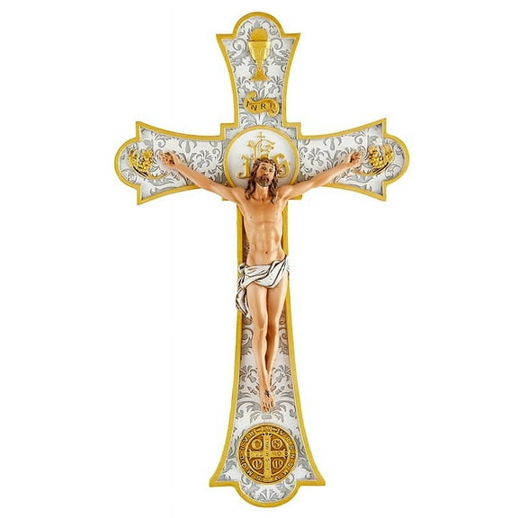 Jeweled Cross L1752 Holy Mass Wall Crucifix 8"