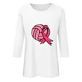 thumbnail image 4 of Honeeladyy Breast Cancer Shirts for Women Breast Cancer Awareness Round Neck 7/4 Sleeve Shirt Pink Ribbon Tee Tops #Kh-White-XXL, 4 of 5