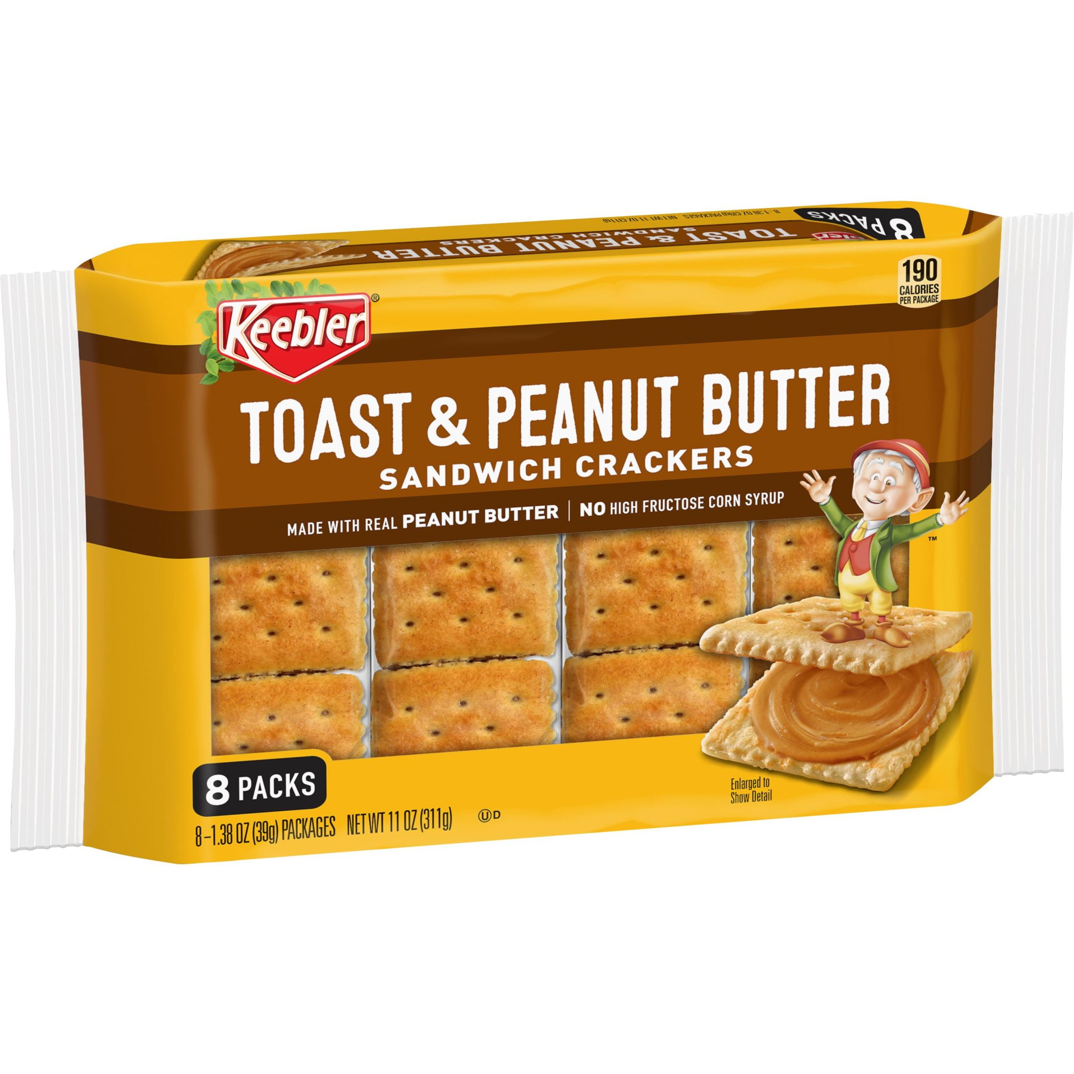 Kellogg's Keebler Sandwich Crackers, Toast and Peanut Butter, 11 oz, 8 Count