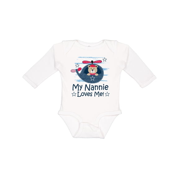 Inktastic My Nannie Loves Me Grandson Boys Long Sleeve Baby Bodysuit