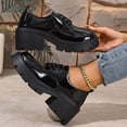 thumbnail image 5 of EKVAHL Platform Oxford Shoes for Women Faux Leather Lace Up Comfortable Dress Shoes Chunky Lug Block Heel Fashion Shoes, 5 of 6