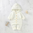 thumbnail image 3 of 0-18M Baby Boys Girls Hooded Knitted Romper Jumpsuit Infants Warm Sweater Outfits, 3 of 8