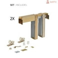 thumbnail image 3 of French Double Pocket Doors 72 x 80 with Frames | Quadro 4117 White Silk with Frosted Opaque Glass | Kit Trims Rail Hardware | Solid Wood Interior Pantry Kitchen Bedroom Sliding Closet Sturdy Door, 3 of 5