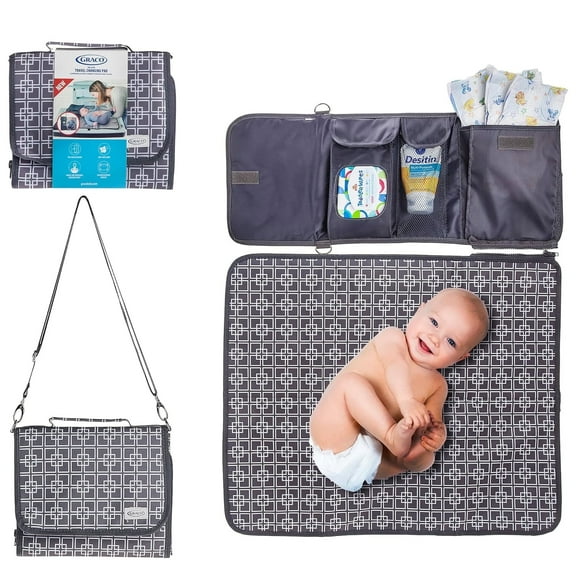 Graco Deluxe Travel Changing Pad, Compact and Foldable Diaper Changing Pad for Newborns and Infants, Gray