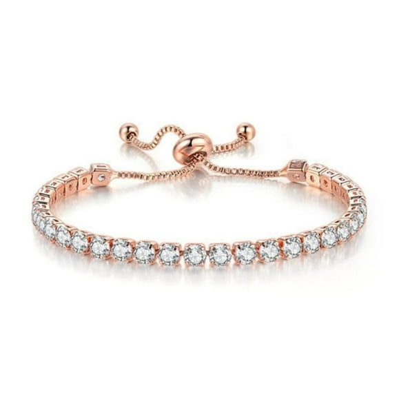 YYDD. White gold plated tennis bracelet set for women and girls.rose gold