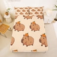 thumbnail image 5 of Erosebridal Kawaii Animals Capybara Bed Sheets,Brown Rodent Animal King Sheets For Kids Girls 4 Pieces, 5 of 6