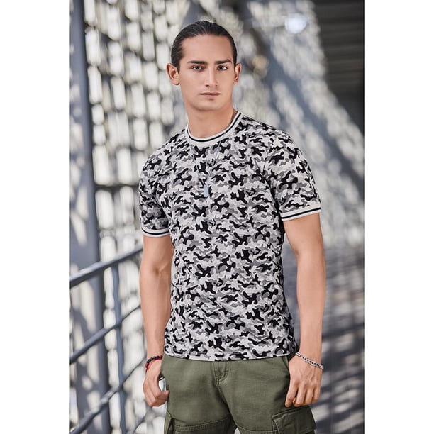 306-46 Playera Hombre Diseño Camuflaje Manga Corta Cklass 306-46