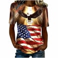 thumbnail image 4 of asdoklhq Fourth Of July Shirts for Women Oversized Tshirts Women's Casual and Fashionable Printed T-shirt with Round Neck and Short Sleeved Top Khaki M, 4 of 6