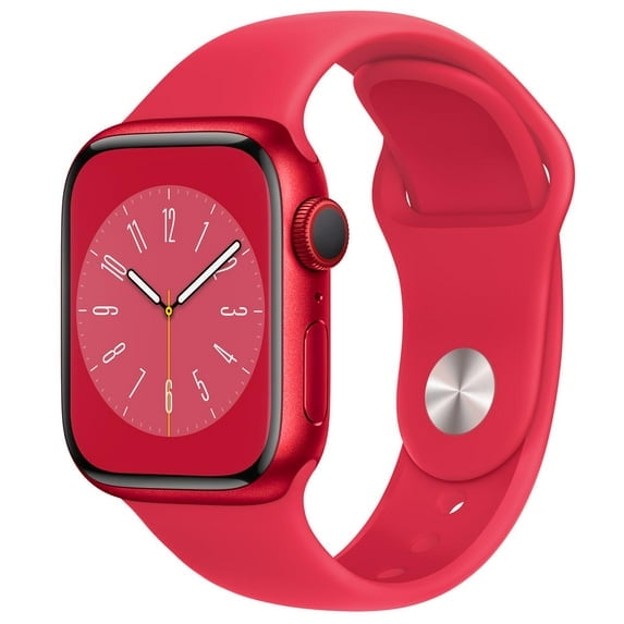 Pre-Owned Apple, Watch Series 8, GPS + Cellular (PRODUCT), 18 Hours Battery Life, 1 Each, RED Aluminum Case, - (PRODUCT), Sport Band RED /41mm, 1, 1
