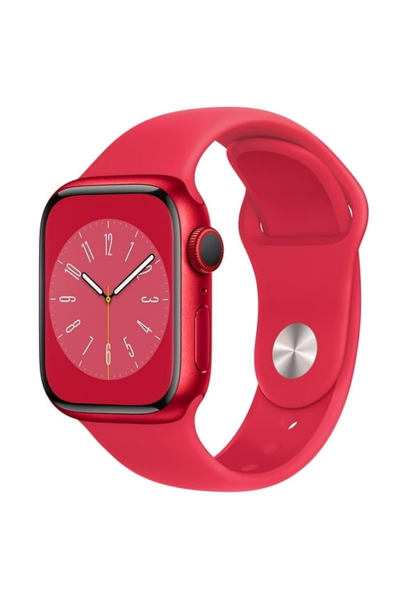 Pre-Owned Apple, Watch Series 8, GPS + Cellular (PRODUCT), 18 Hours Battery Life, 1 Each, RED Aluminum Case, - (PRODUCT), Sport Band RED /41mm, 1, 1