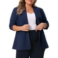 thumbnail image 5 of Agnes Orinda Women's Plus Size Blazer Button Down Collarless Long Sleeve Business Casual Jacket with Pockets 1X Navy Blue, 5 of 7