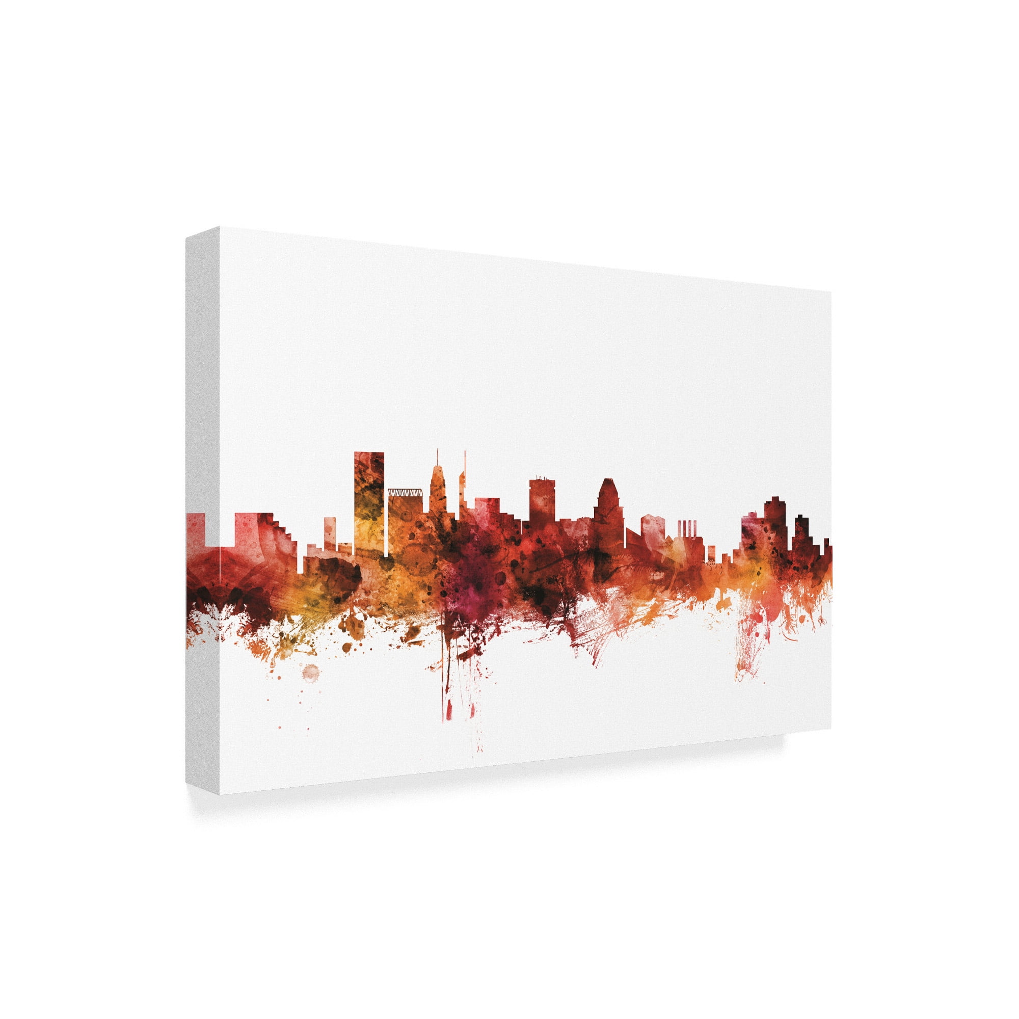 Trademark Fine Art 'Baltimore Maryland Skyline Red III' Canvas Art by Michael Tompsett