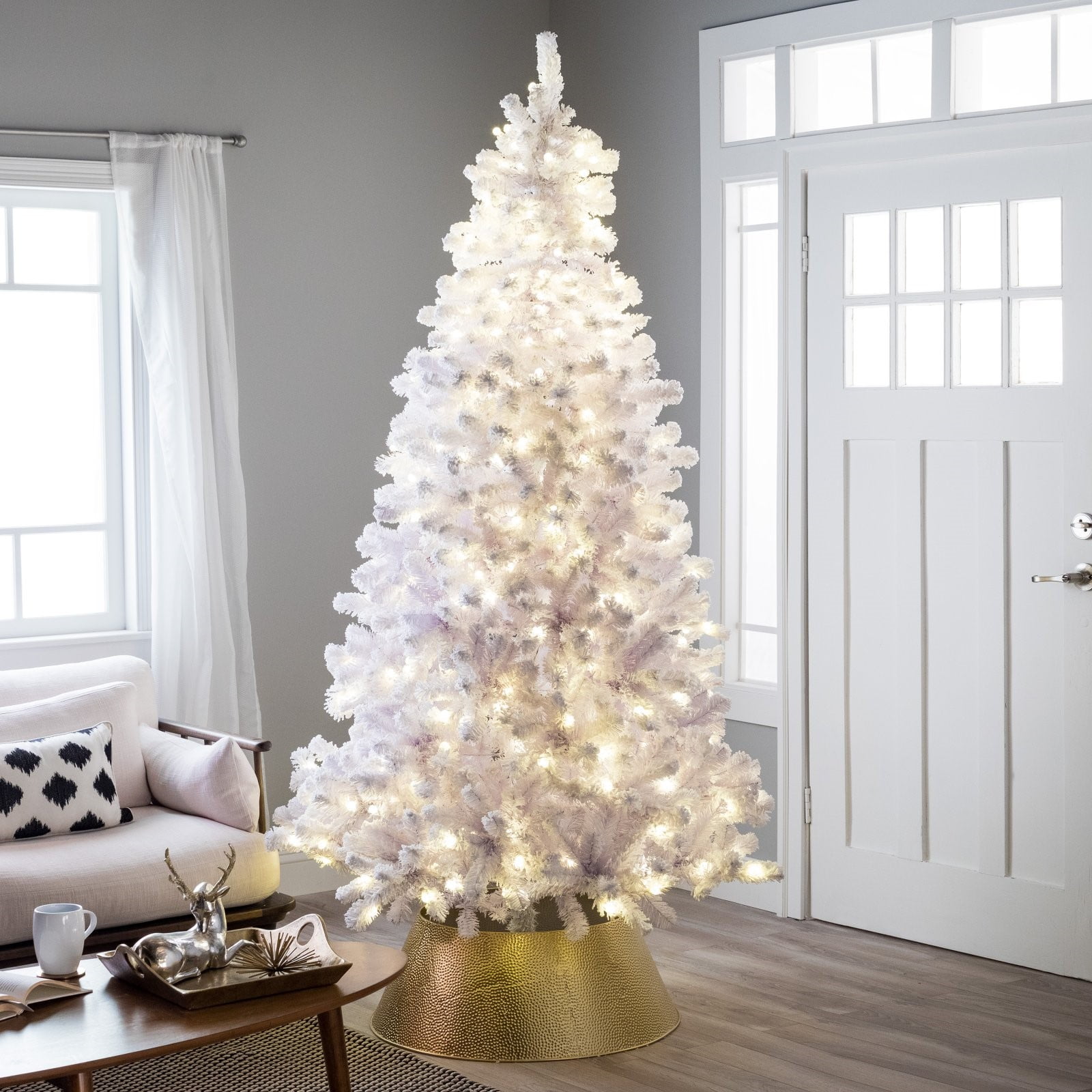 Belham Living 7.5ft PreLit Artificial Christmas Tree with Clear Lights White