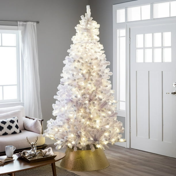 Belham Living 7.5Ft Pre-Lit Artificial Christmas Tree With Clear Lights - White - Walmart.com