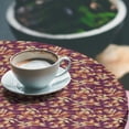 thumbnail image 3 of Ambesonne Nature Fitted Round Tablecloth, Autumnal Minimalist Leaf Art, 56"- 60" Diameter, Plum Apricot and Beige, 3 of 5