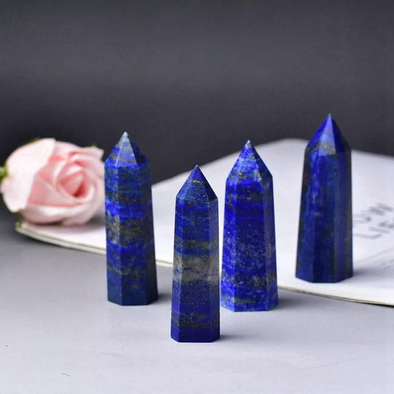 GKNET 50-60mm Natural Lapis Lazuli Quartz Healing Crystal Gem Point Wand Obelisk Reiki