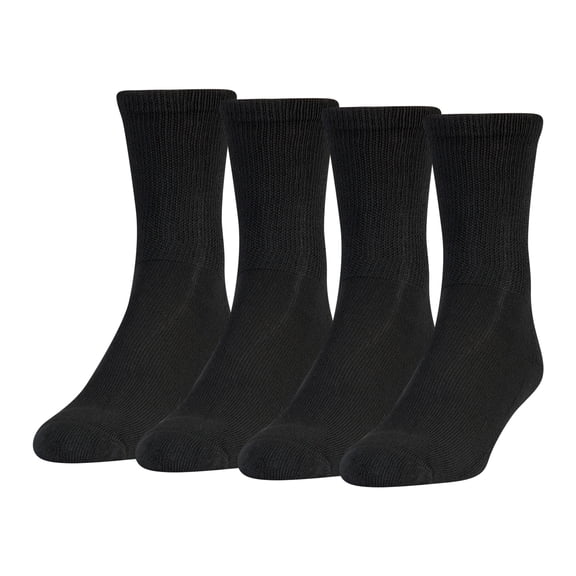 MediPeds Diabetic Crew Casual Socks with Non-Binding Top, Large, 4 Pack