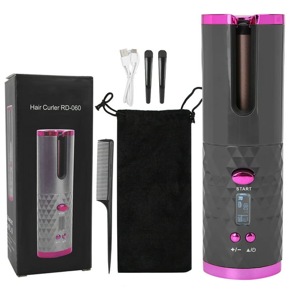 Tbest USB Automatic Curling Iron,Hair Curling Wand,Cordless Automatic Curling Iron USB Rechargeable Hair Curler Portable Hair Curling Wand
