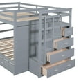 thumbnail image 6 of uhomepro Full Over Full Bunk Bed with Trundle, Pinewood Bed Frame with Full Length Guardrail Built-in Storage Ladder, Solid Wood Bunk Beds for Bedroom Guests Room, Gray, 6 of 10